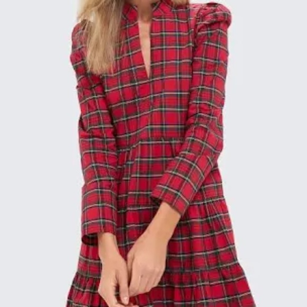 Sail to Sable Long Sleeve Plaid Dress in Red and Blue